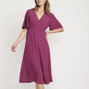 Old Navy Waist-Defined Flutter-Sleeve Midi Wrap Dress - XL